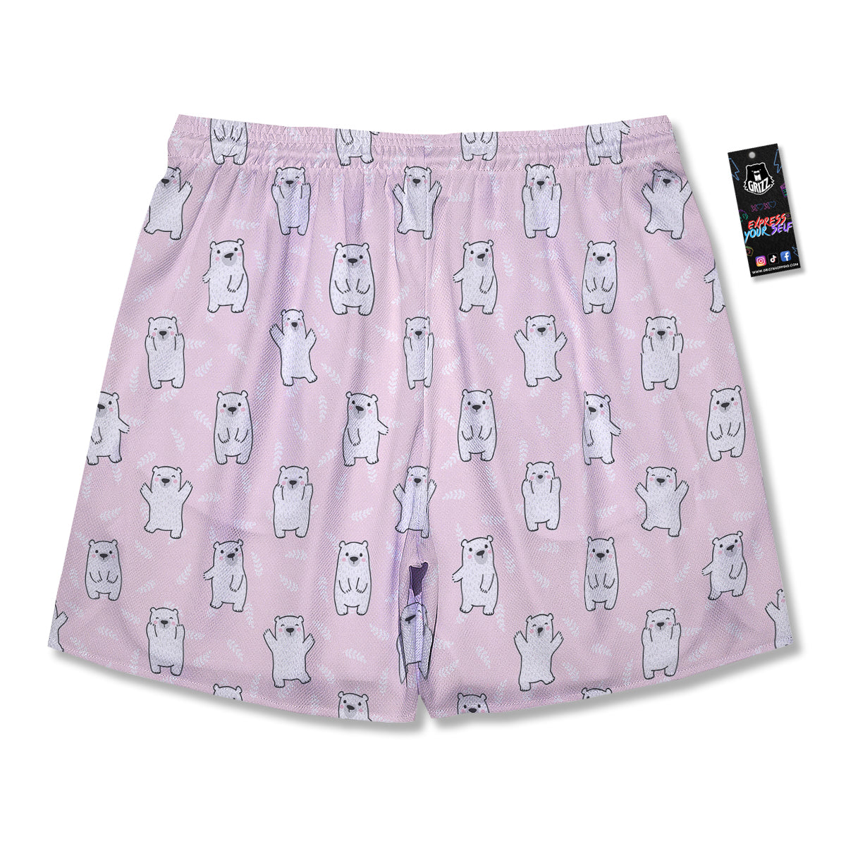 Baby Polar Bear White Print Pattern Men's Running Shorts-grizzshop