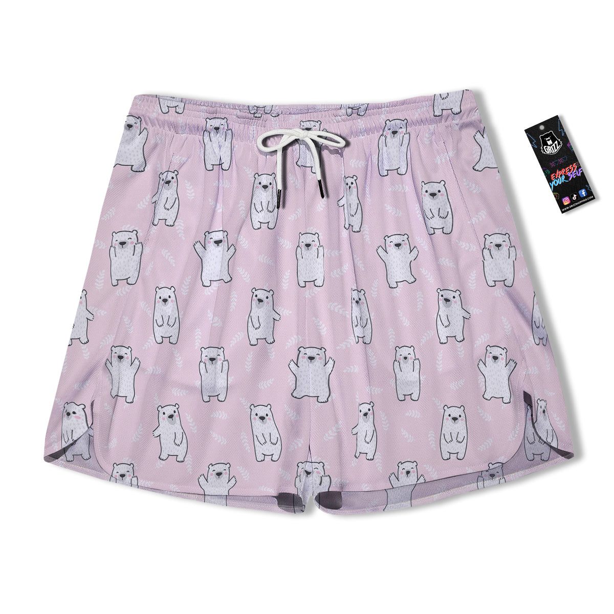 Baby Polar Bear White Print Pattern Men's Running Shorts-grizzshop