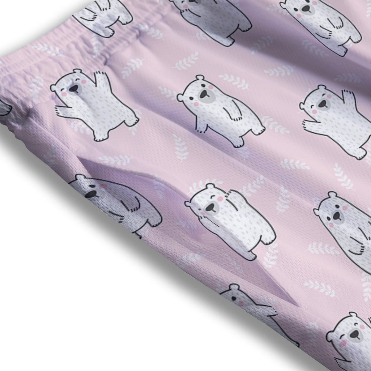 Baby Polar Bear White Print Pattern Mesh Shorts