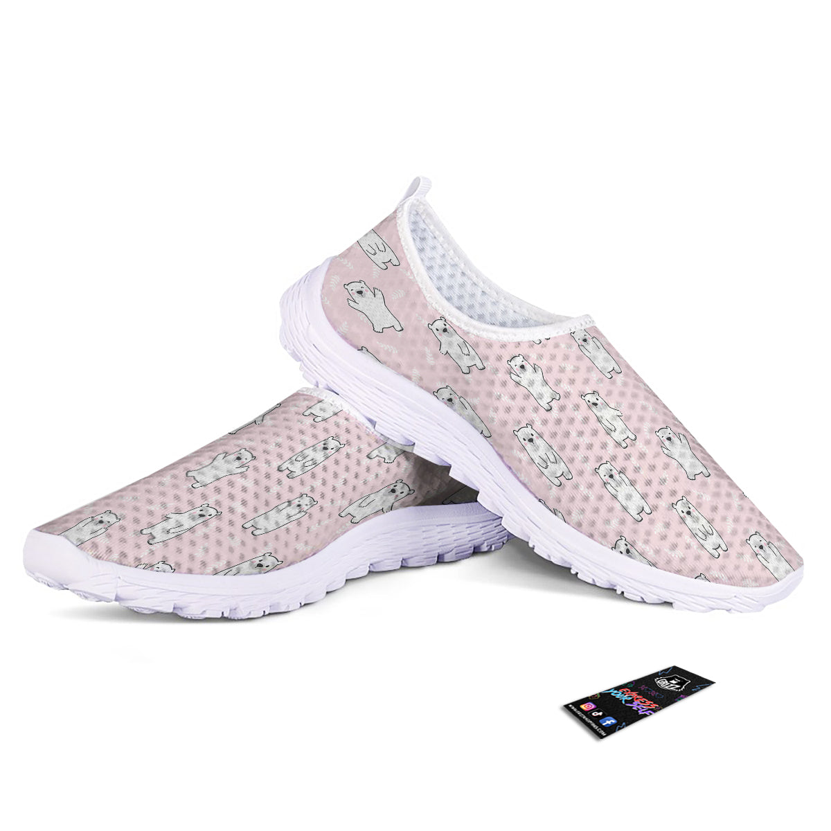 Baby Polar Bear White Print Pattern Nurse Shoes-grizzshop