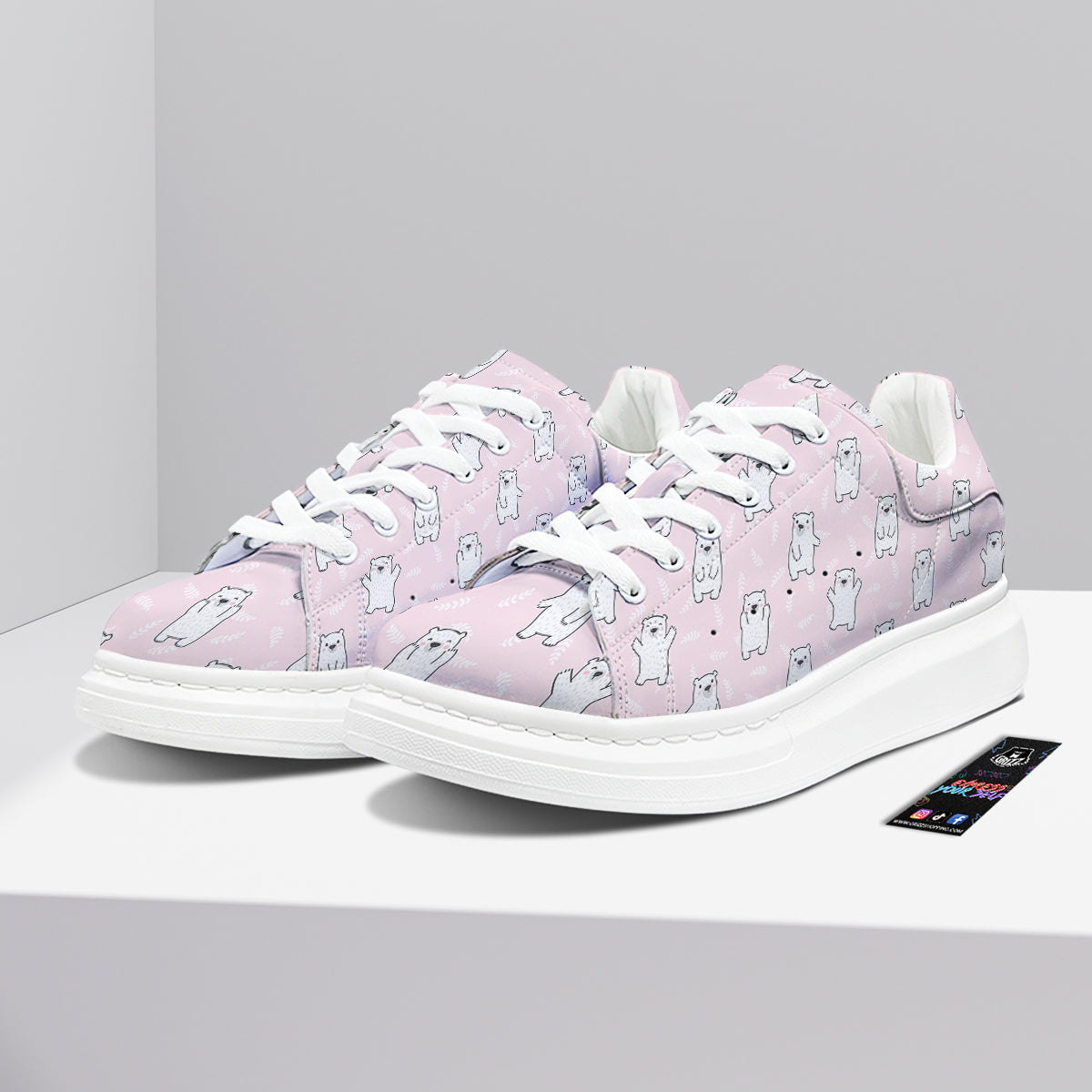 Baby Polar Bear White Print Pattern Platform Shoes-grizzshop