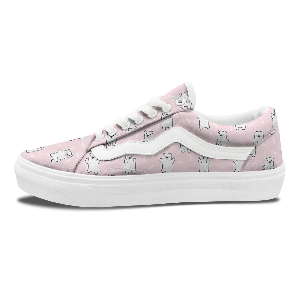 Baby Polar Bear White Print Pattern Skate Shoes-grizzshop