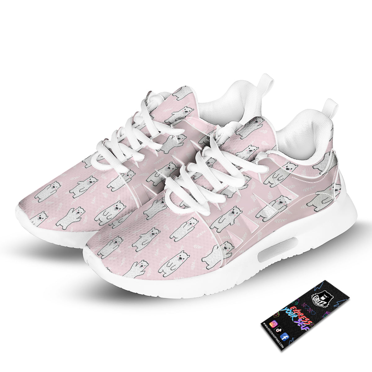 Baby Polar Bear White Print Pattern Tennis Shoes-grizzshop