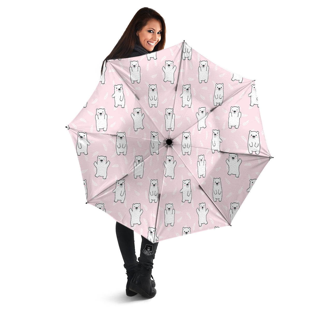 Baby Polar Bear White Print Pattern Umbrella-grizzshop