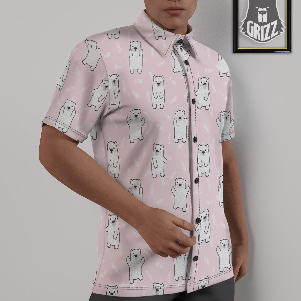 Baby Polar Bear White Print Pattern Untucked Shirts-grizzshop