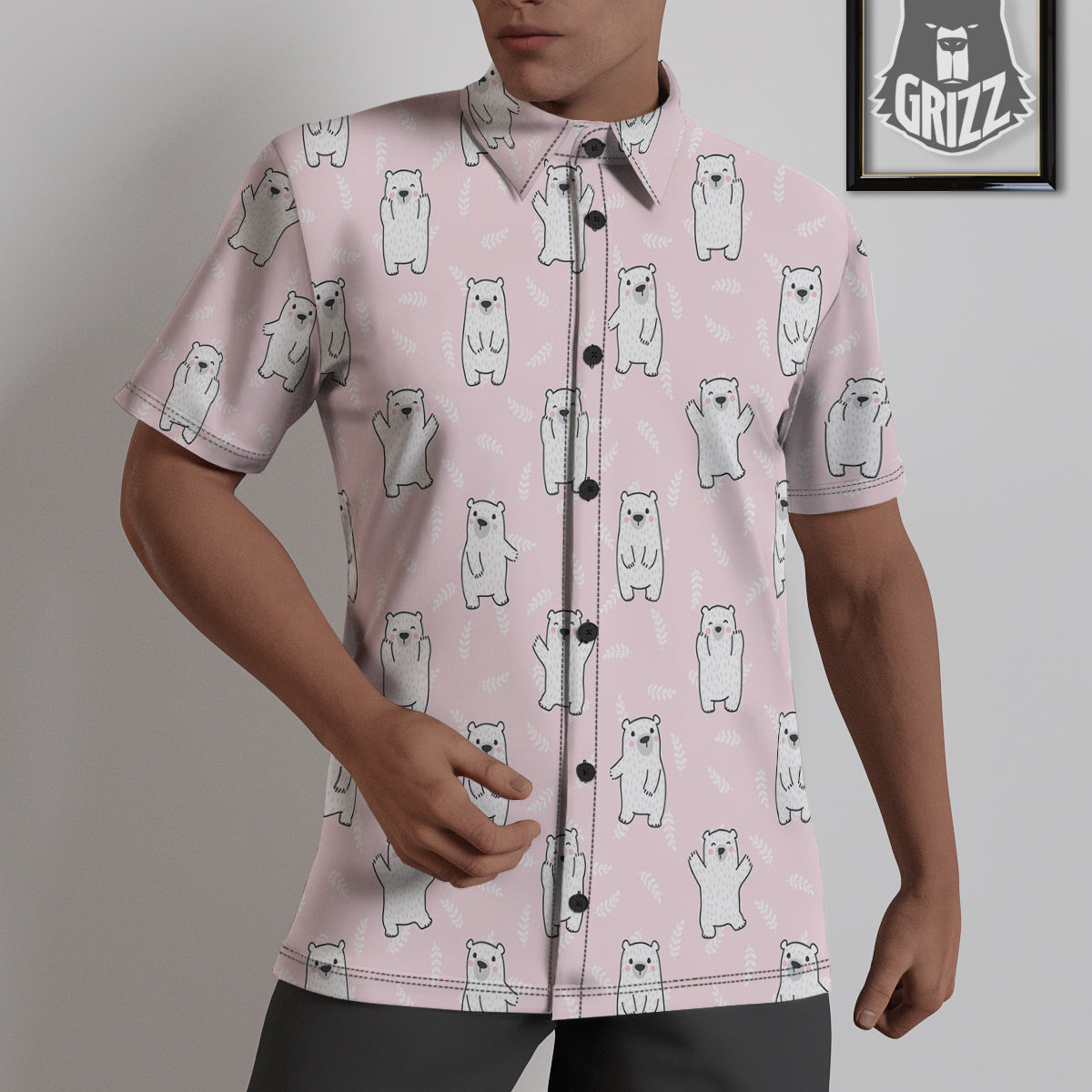 Baby Polar Bear White Print Pattern Untucked Shirts-grizzshop