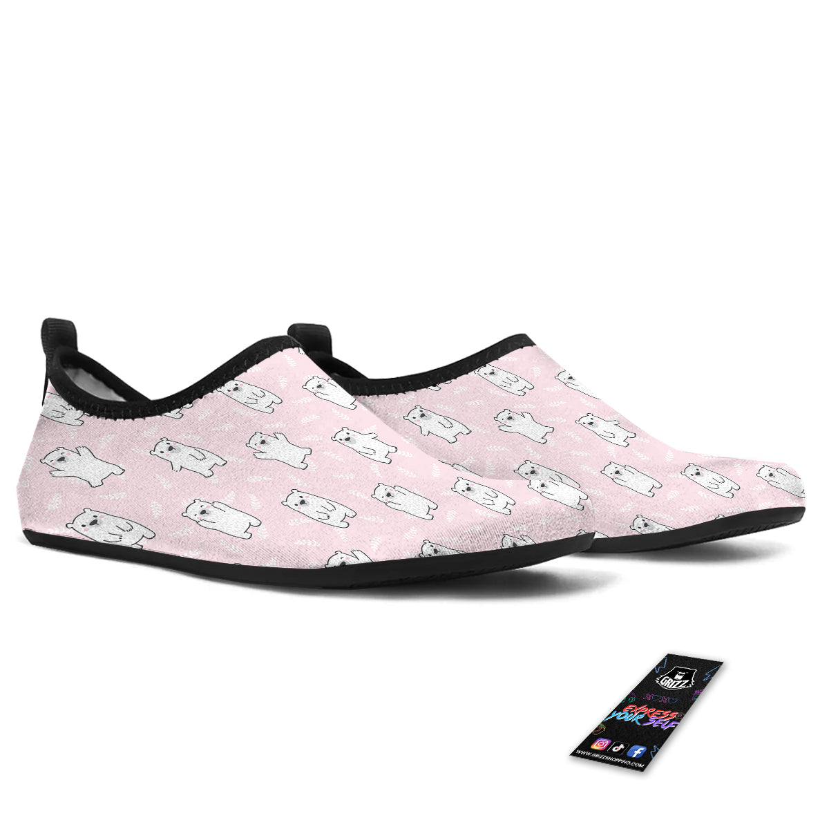 Baby Polar Bear White Print Pattern Water Shoes-grizzshop