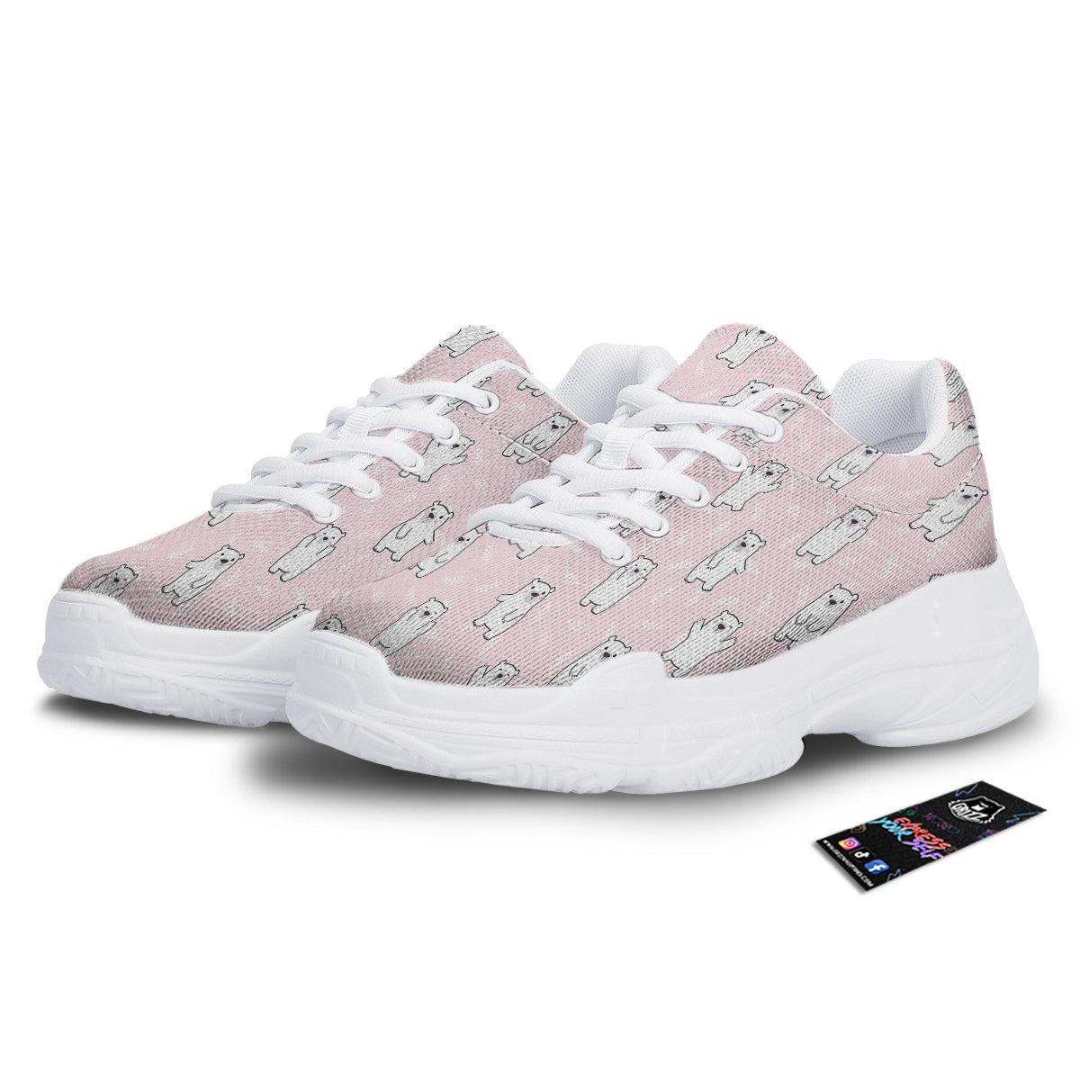 Baby Polar Bear White Print Pattern White Chunky Shoes-grizzshop
