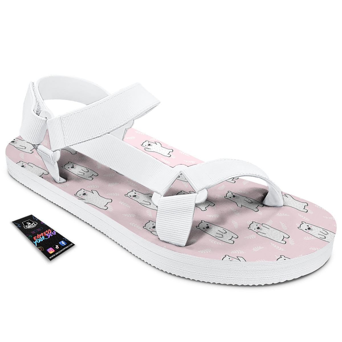 Baby Polar Bear White Print Pattern White Open Toe Sandals-grizzshop