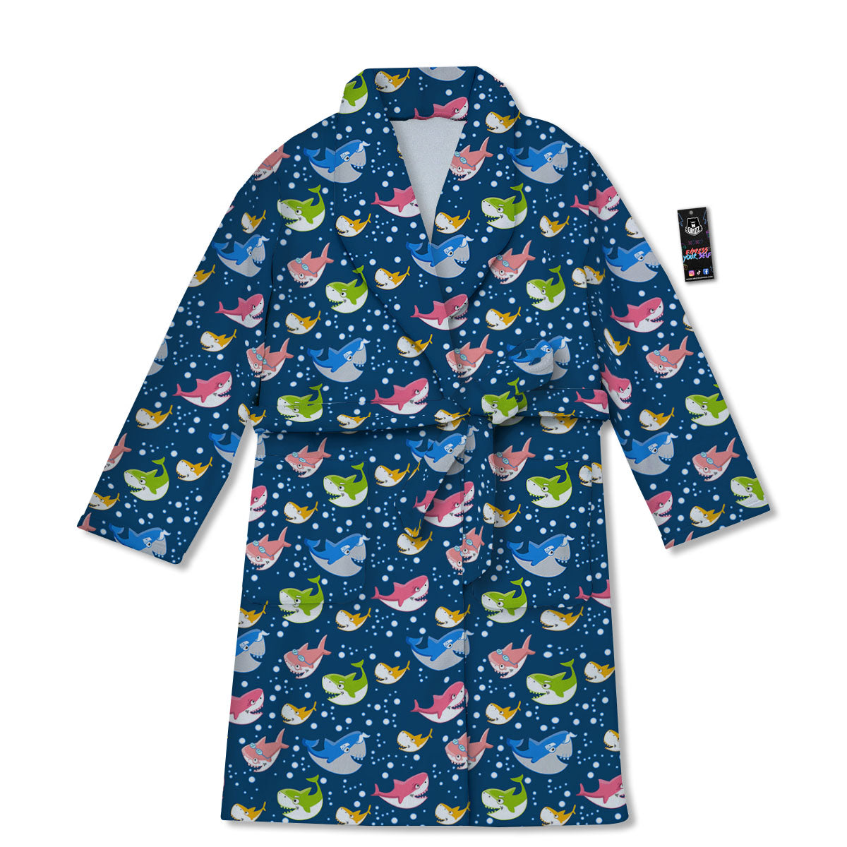 Baby Sharks Colorful Print Pattern Bathrobe-grizzshop