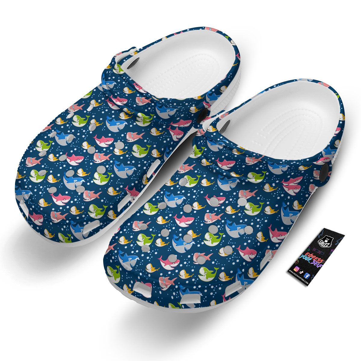 Baby Sharks Colorful Print Pattern Clog-grizzshop