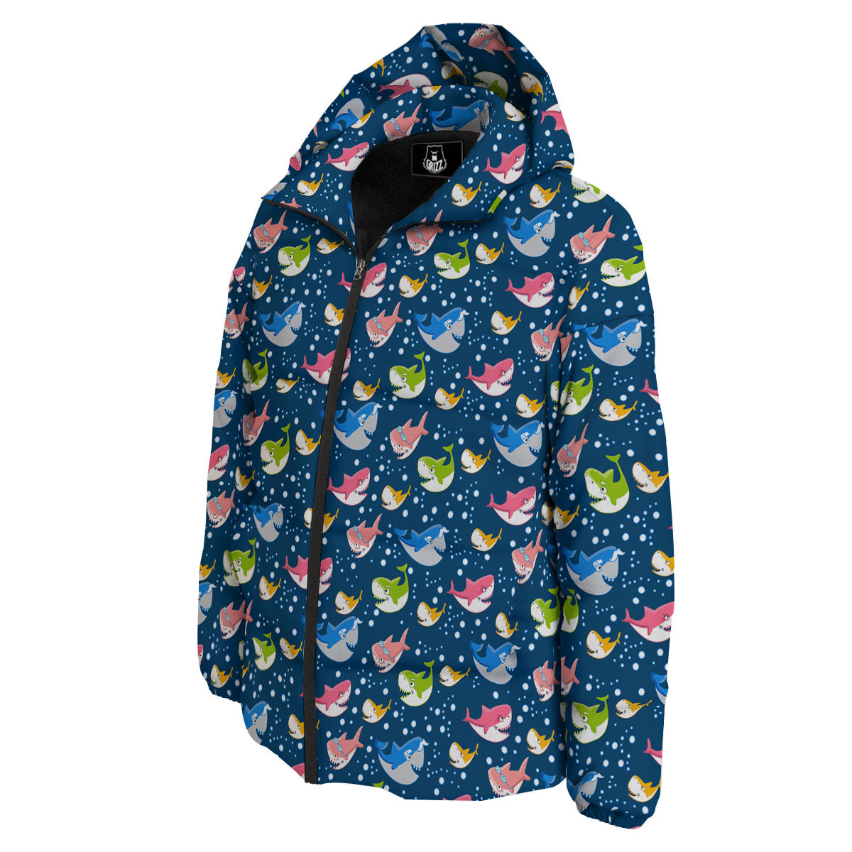 Baby Sharks Colorful Print Pattern Down Jacket-grizzshop