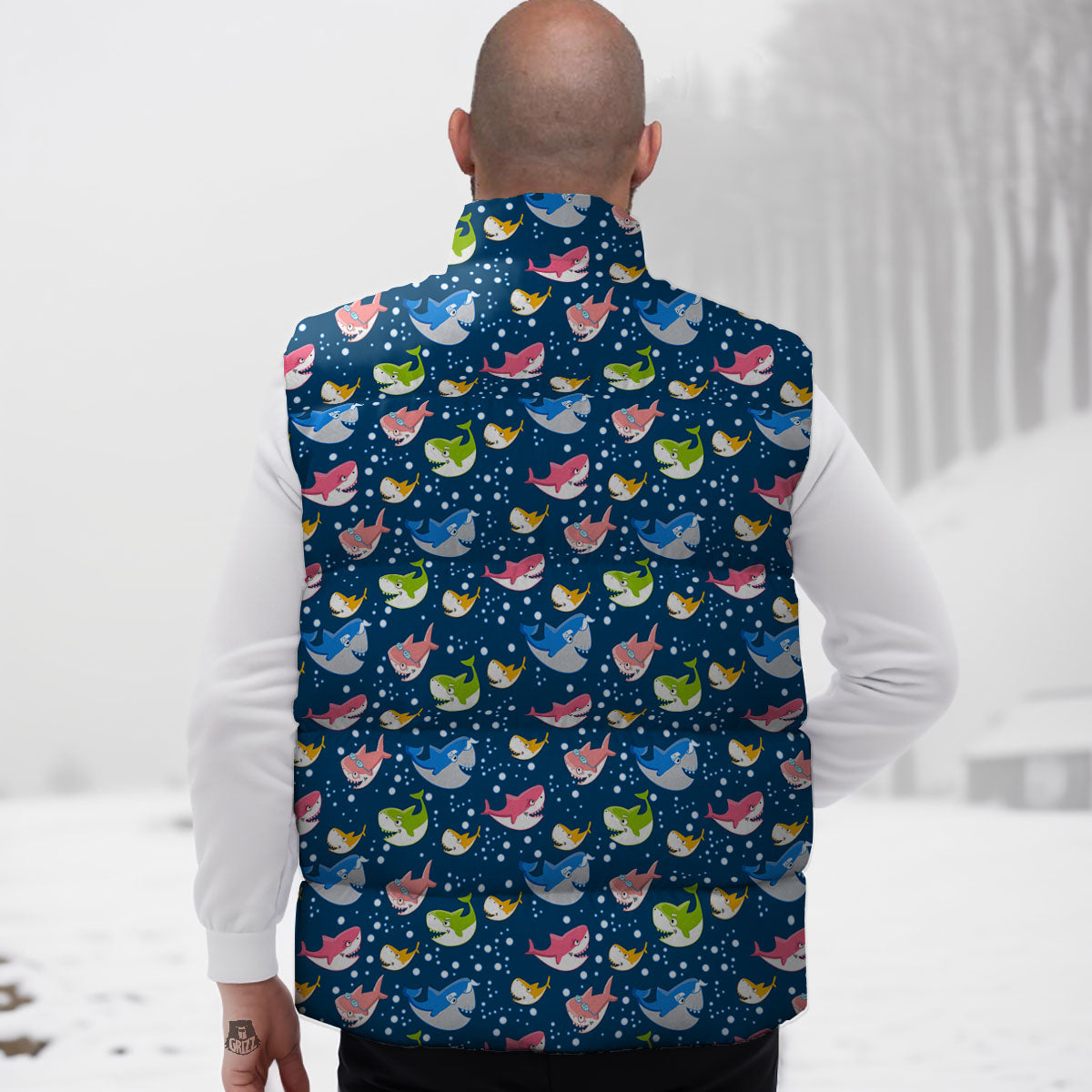 Baby Sharks Colorful Print Pattern Down Vest