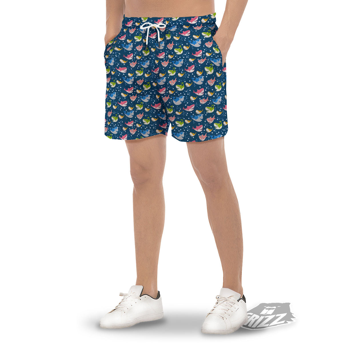 Baby Sharks Colorful Print Pattern Men's Gym Shorts-grizzshop