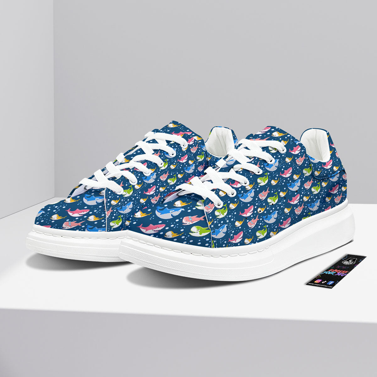 Baby Sharks Colorful Print Pattern Platform Shoes-grizzshop