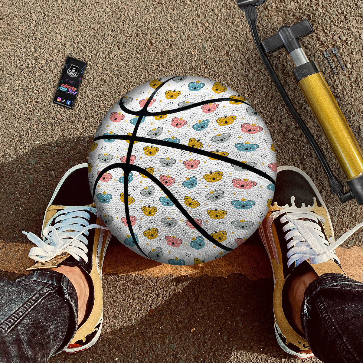 Baby Bear Colorful Cartoon Print Pattern Basketball