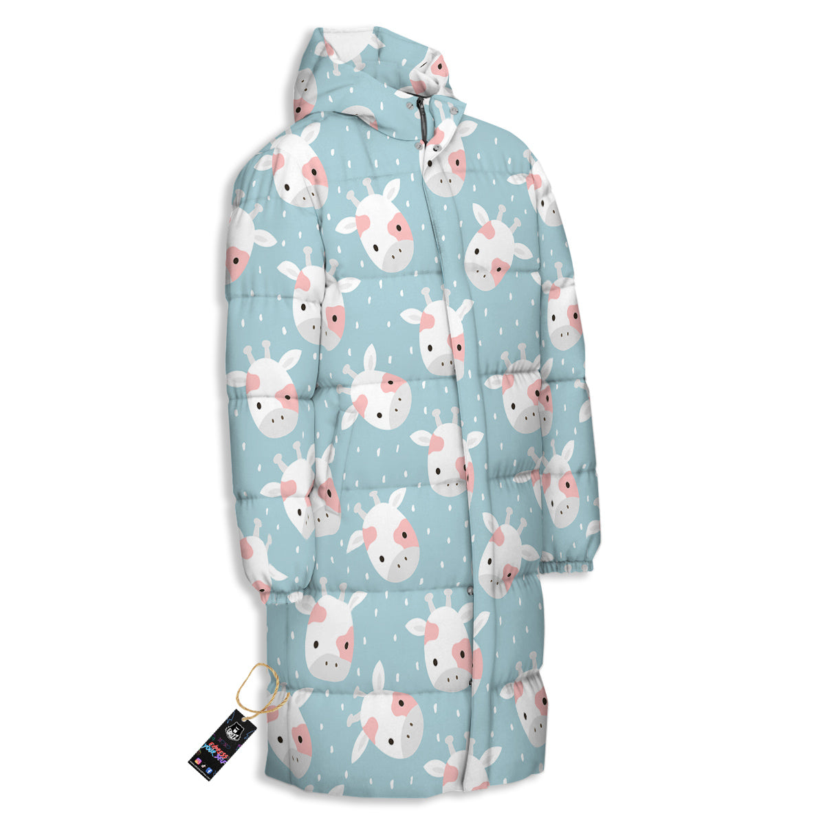 Baby Cow Cartoon Cute Print Pattern Long Down Jacket