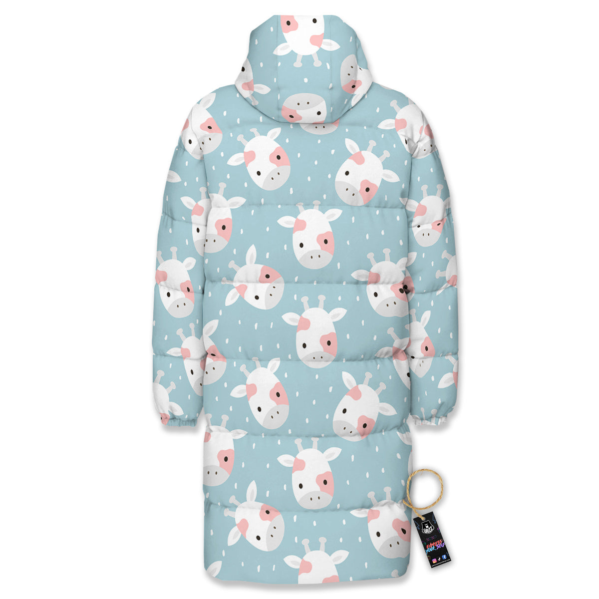 Baby Cow Cartoon Cute Print Pattern Long Down Jacket
