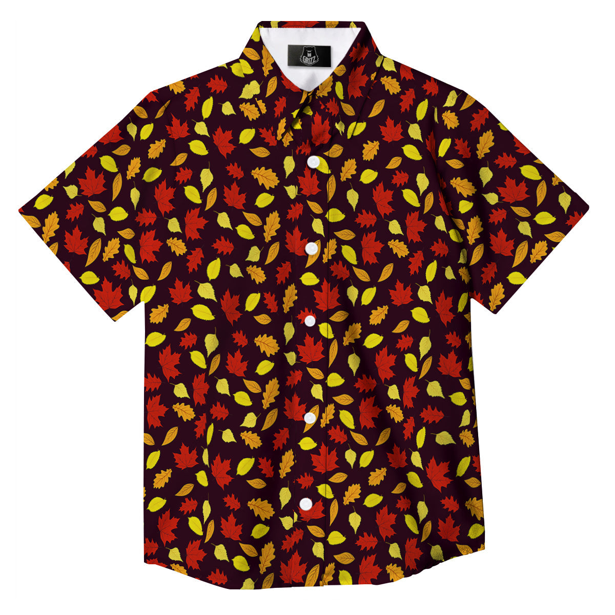 Back And Elm Maple Leave Print Pattern Button Up Shirt-grizzshop