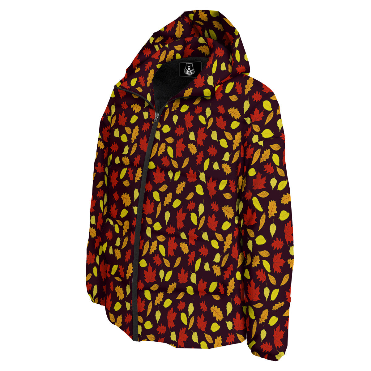 Back And Elm Maple Leave Print Pattern Down Jacket-grizzshop