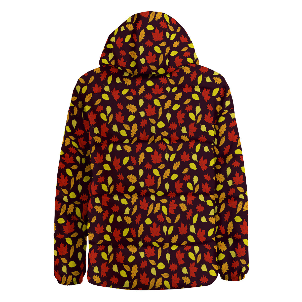 Back And Elm Maple Leave Print Pattern Down Jacket-grizzshop