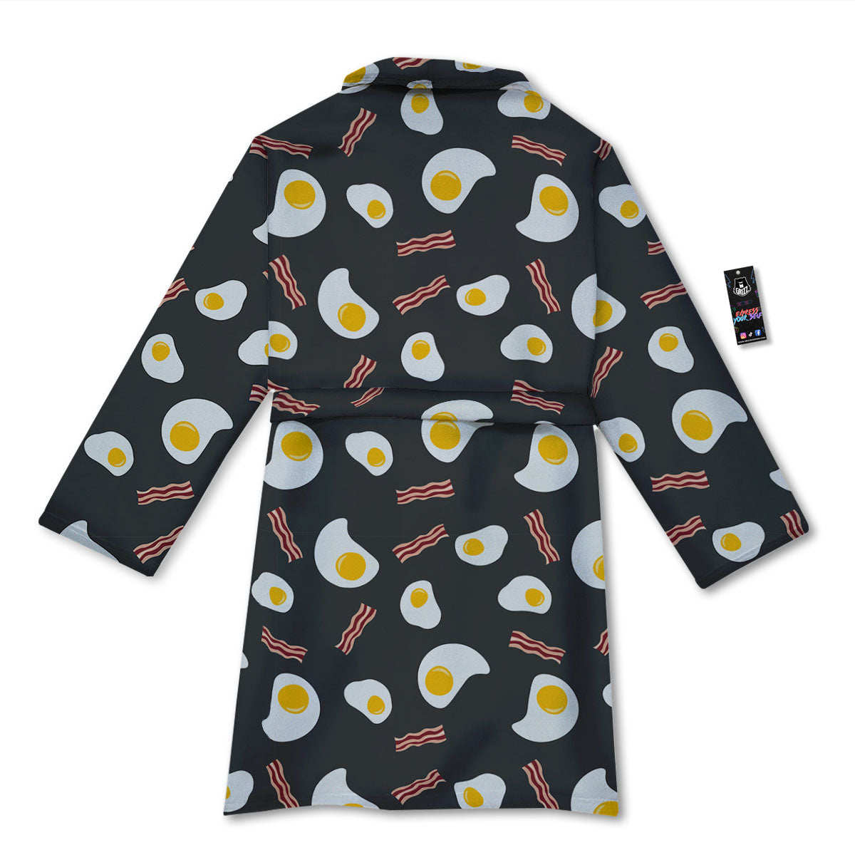 Bacon And Black Fried Egg Print Pattern Bathrobe-grizzshop
