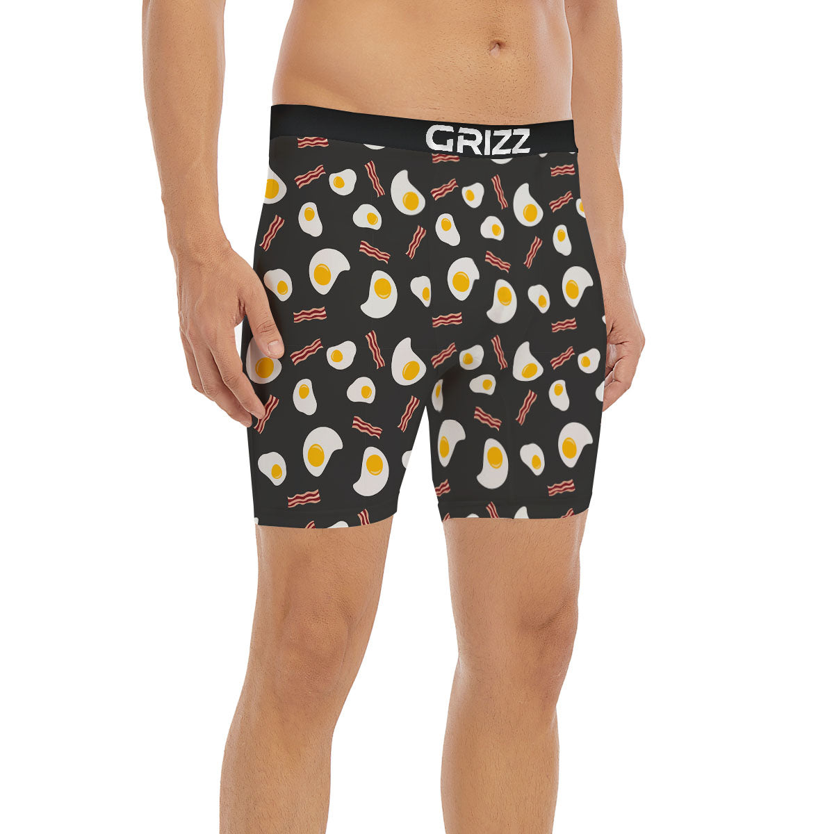Bacon And Black Fried Egg Print Pattern Boxer Briefs-grizzshop