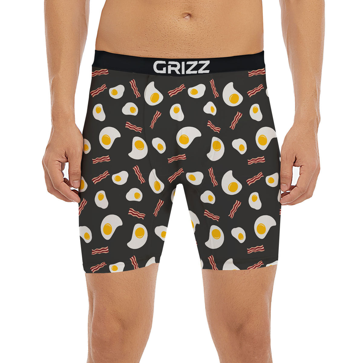 Bacon And Black Fried Egg Print Pattern Boxer Briefs-grizzshop