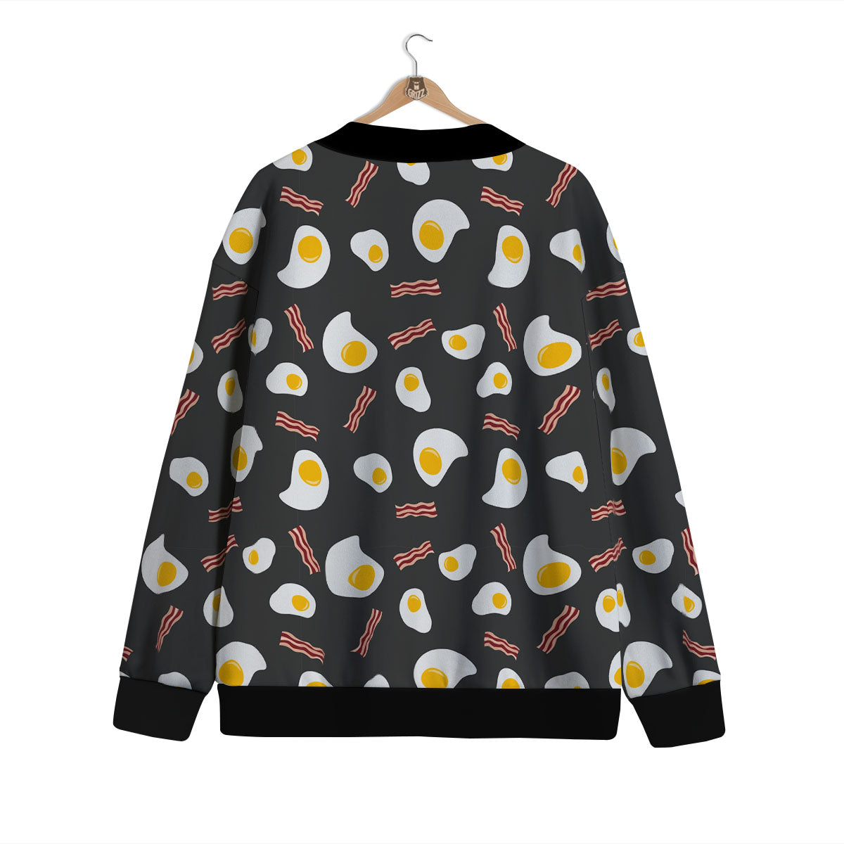 Bacon And Black Fried Egg Print Pattern Cardigan-grizzshop