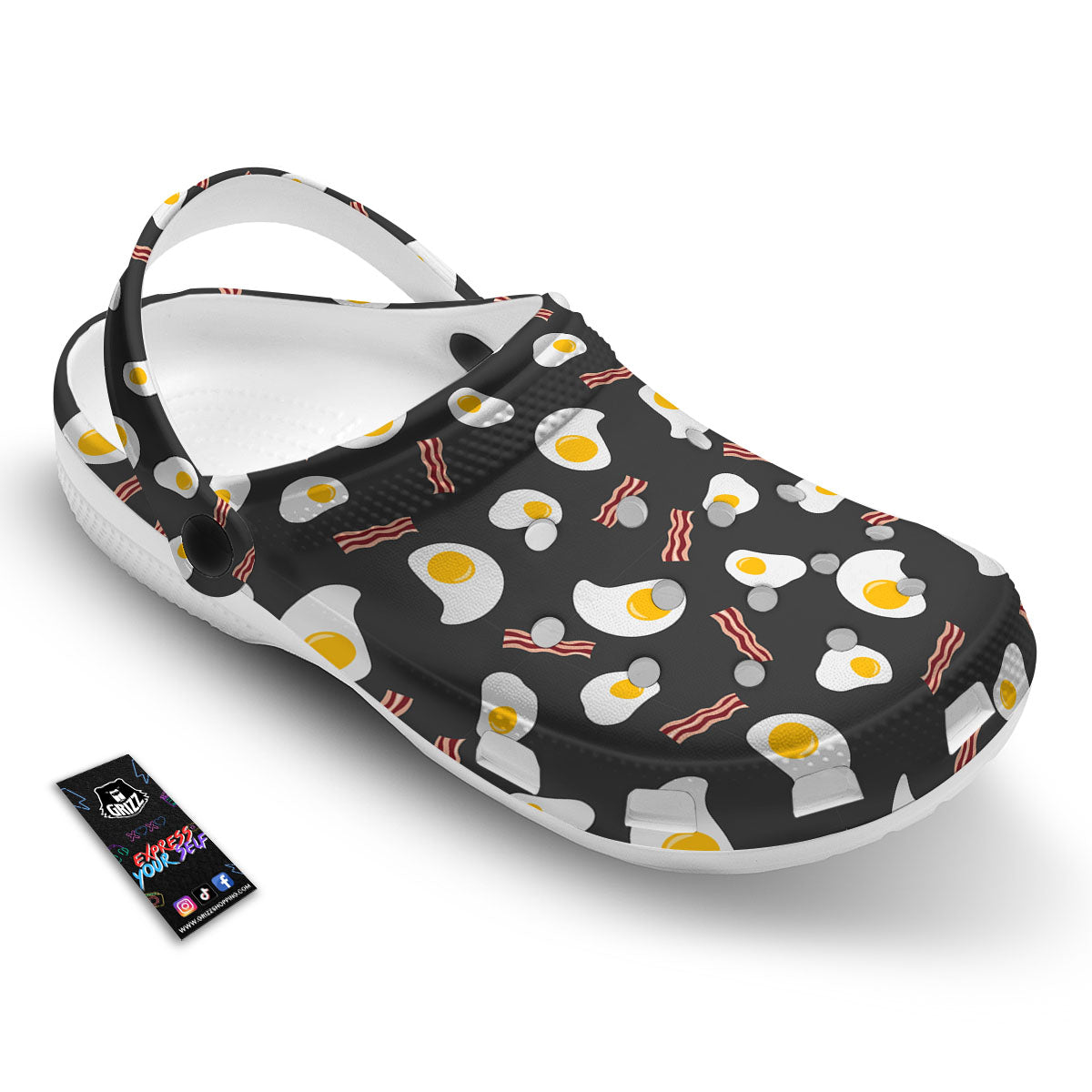 Bacon And Black Fried Egg Print Pattern Clog-grizzshop