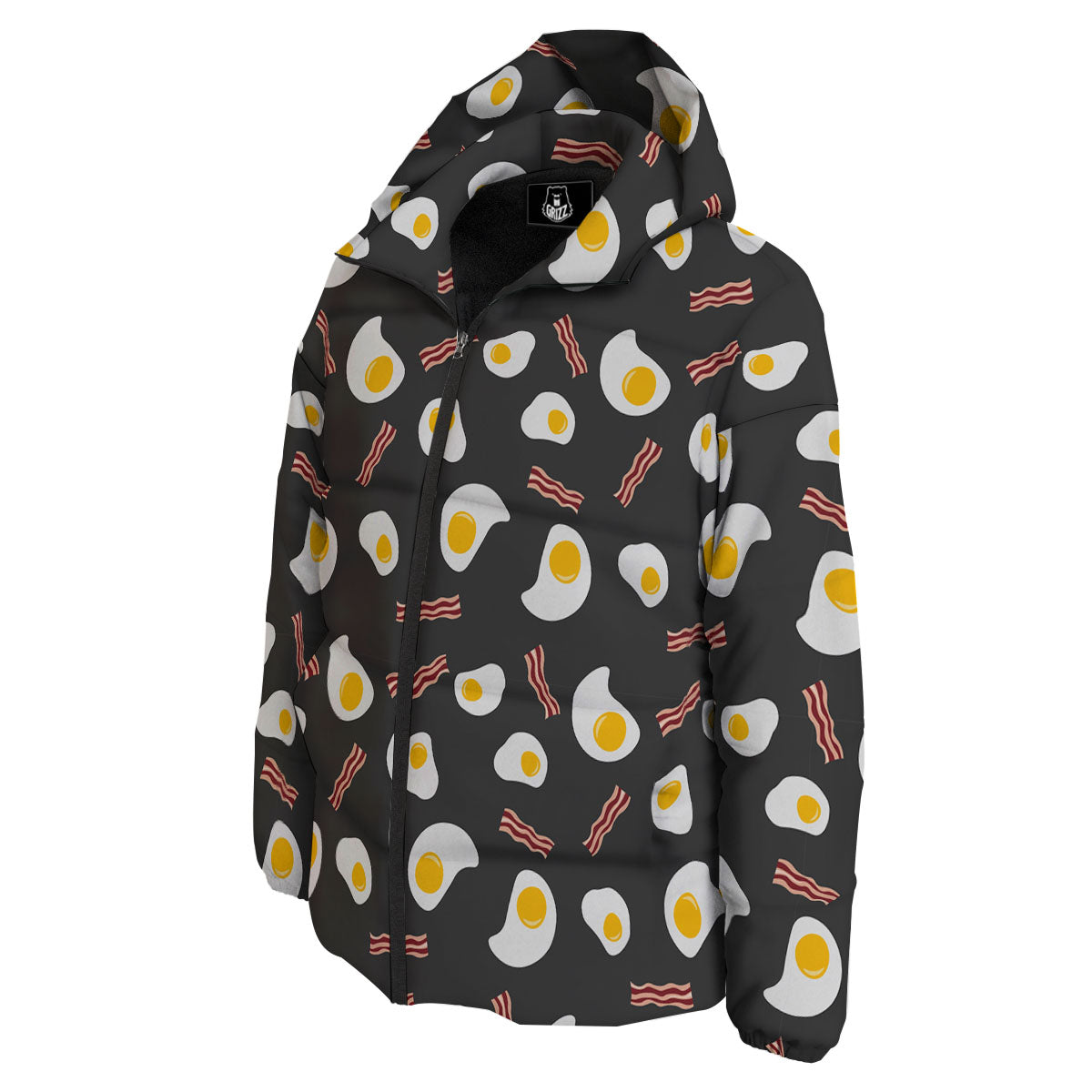 Bacon And Black Fried Egg Print Pattern Down Jacket-grizzshop