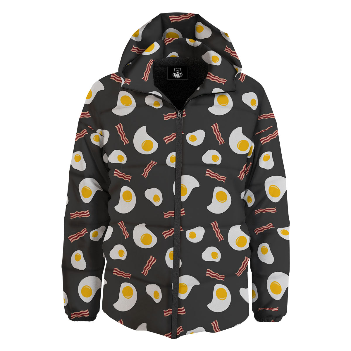 Bacon And Black Fried Egg Print Pattern Down Jacket-grizzshop