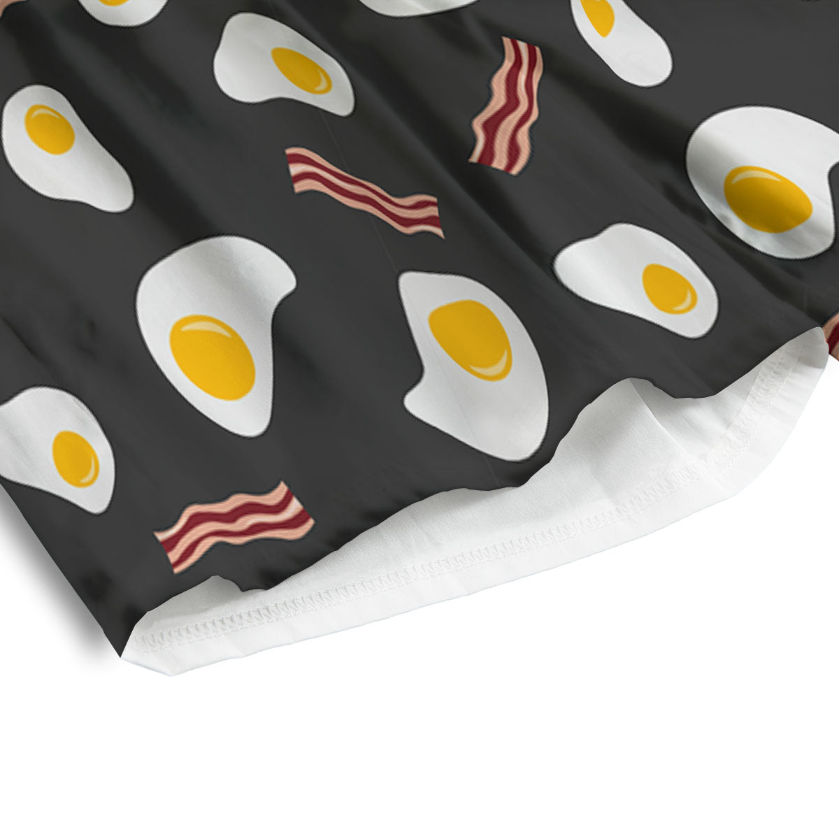 Bacon And Black Fried Egg Print Pattern Men's Athletic Shorts