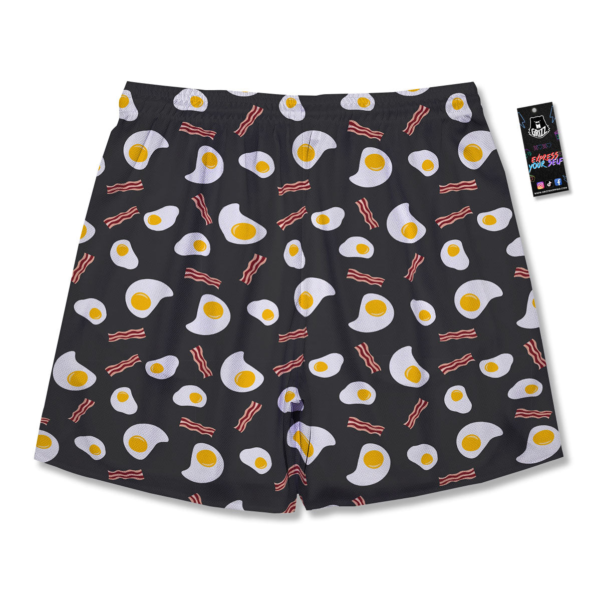 Bacon And Black Fried Egg Print Pattern Men's Running Shorts-grizzshop