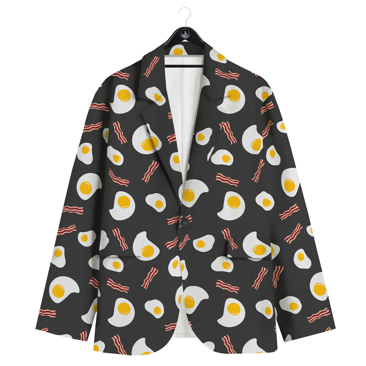 Bacon And Black Fried Egg Print Pattern Men's Sport Coat-grizzshop