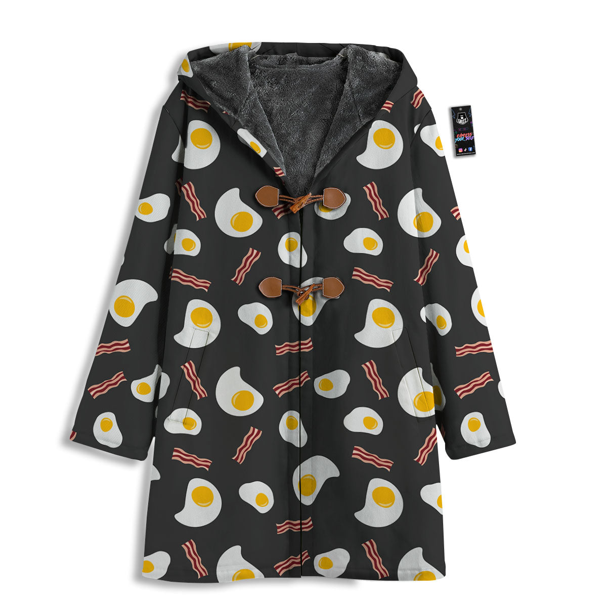 Bacon And Black Fried Egg Print Pattern Men's Windbreaker Jacket-grizzshop