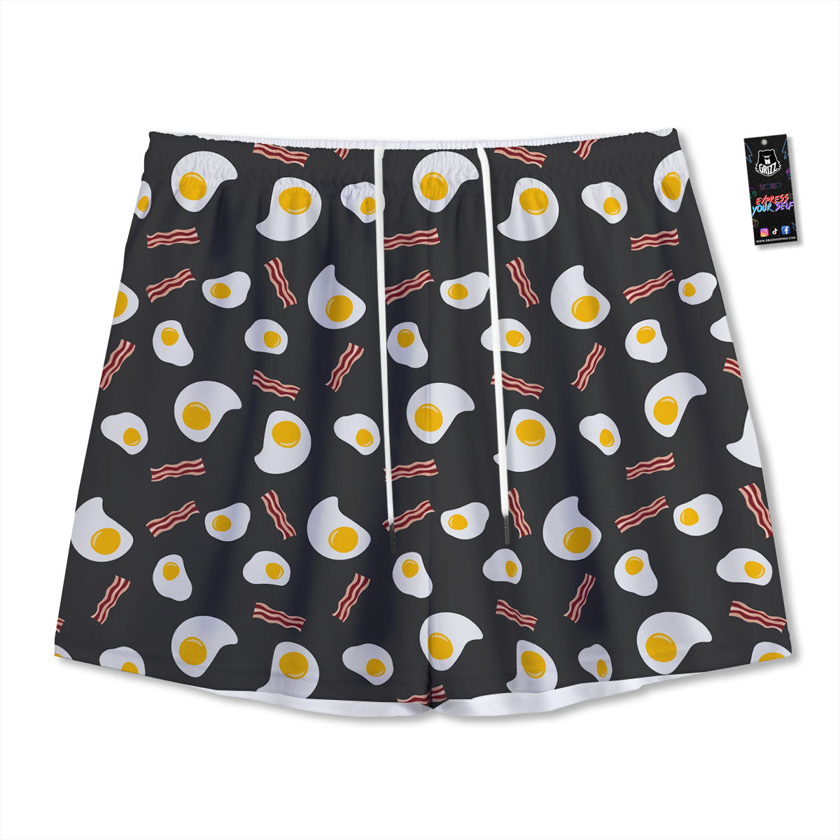 Buffalo Plaid Grey Print Pattern Mesh Shorts