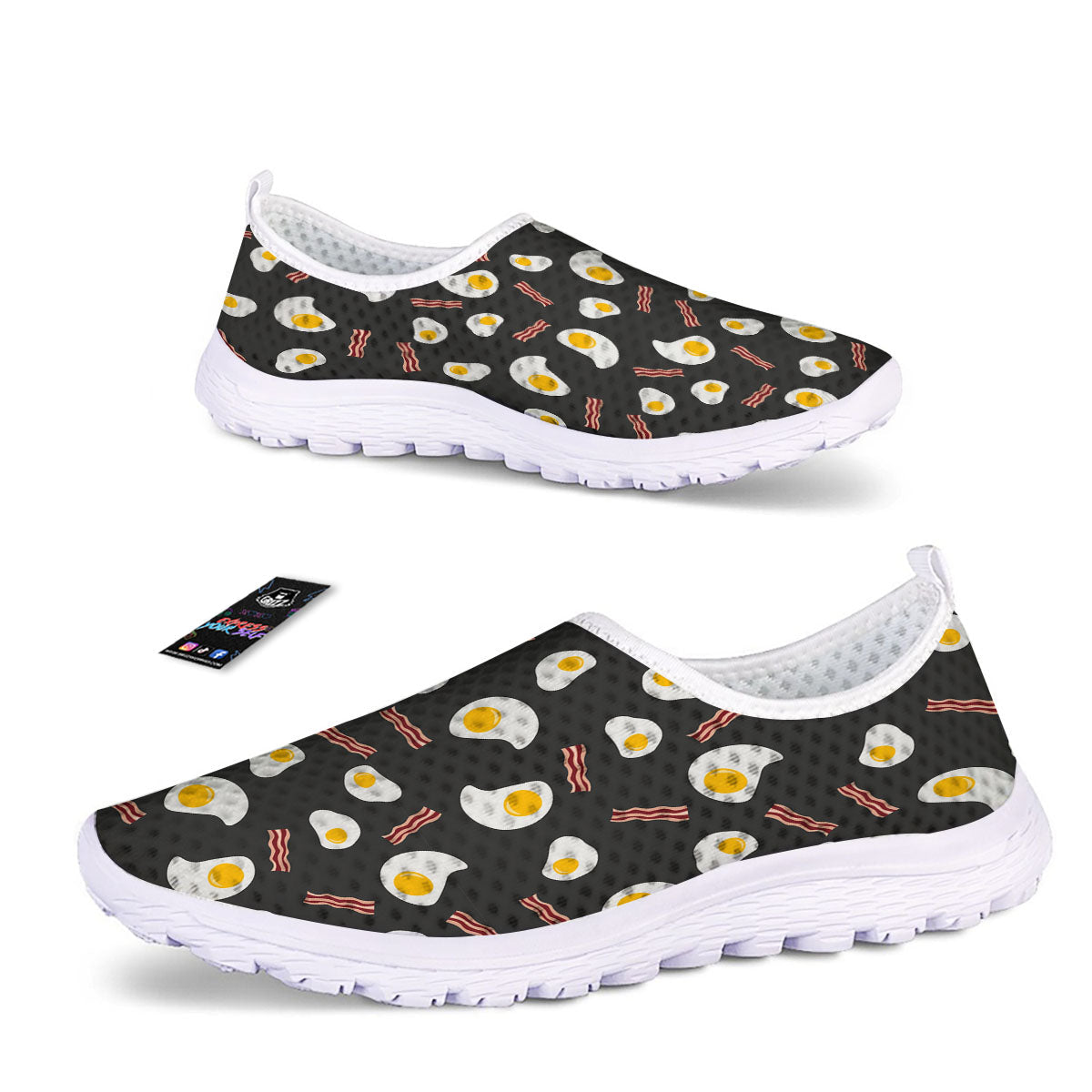 Bacon And Black Fried Egg Print Pattern Nurse Shoes-grizzshop
