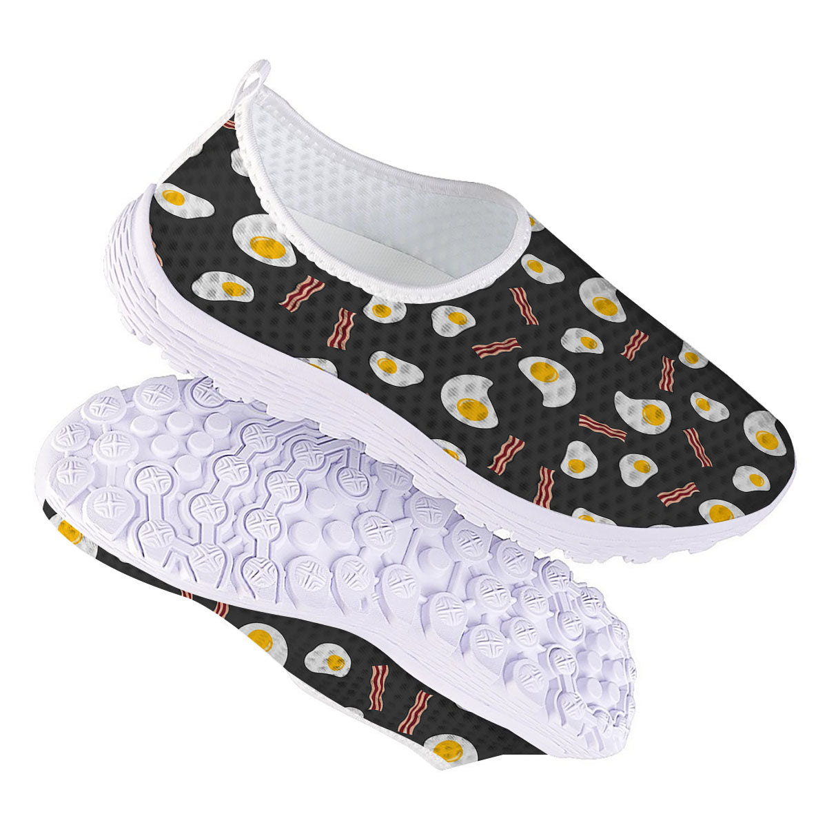 Bacon And Black Fried Egg Print Pattern Nurse Shoes-grizzshop