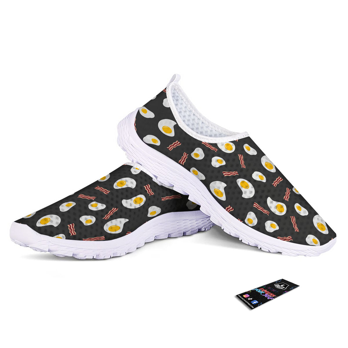Bacon And Black Fried Egg Print Pattern Nurse Shoes-grizzshop