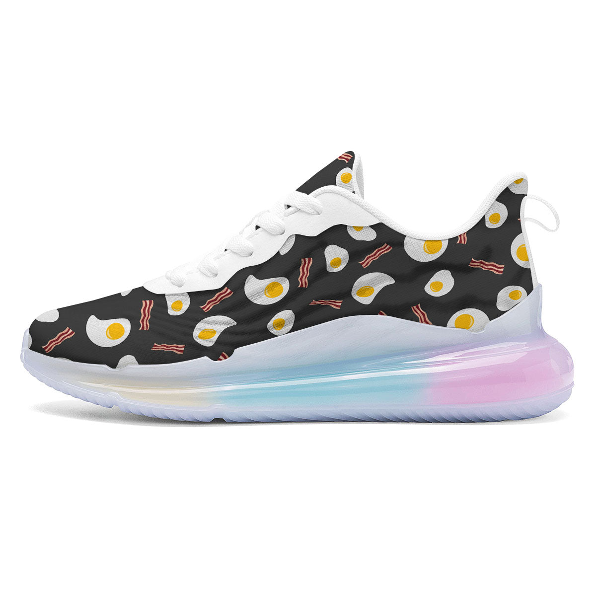 Bacon And Black Fried Egg Print Pattern Running Sneakers-grizzshop