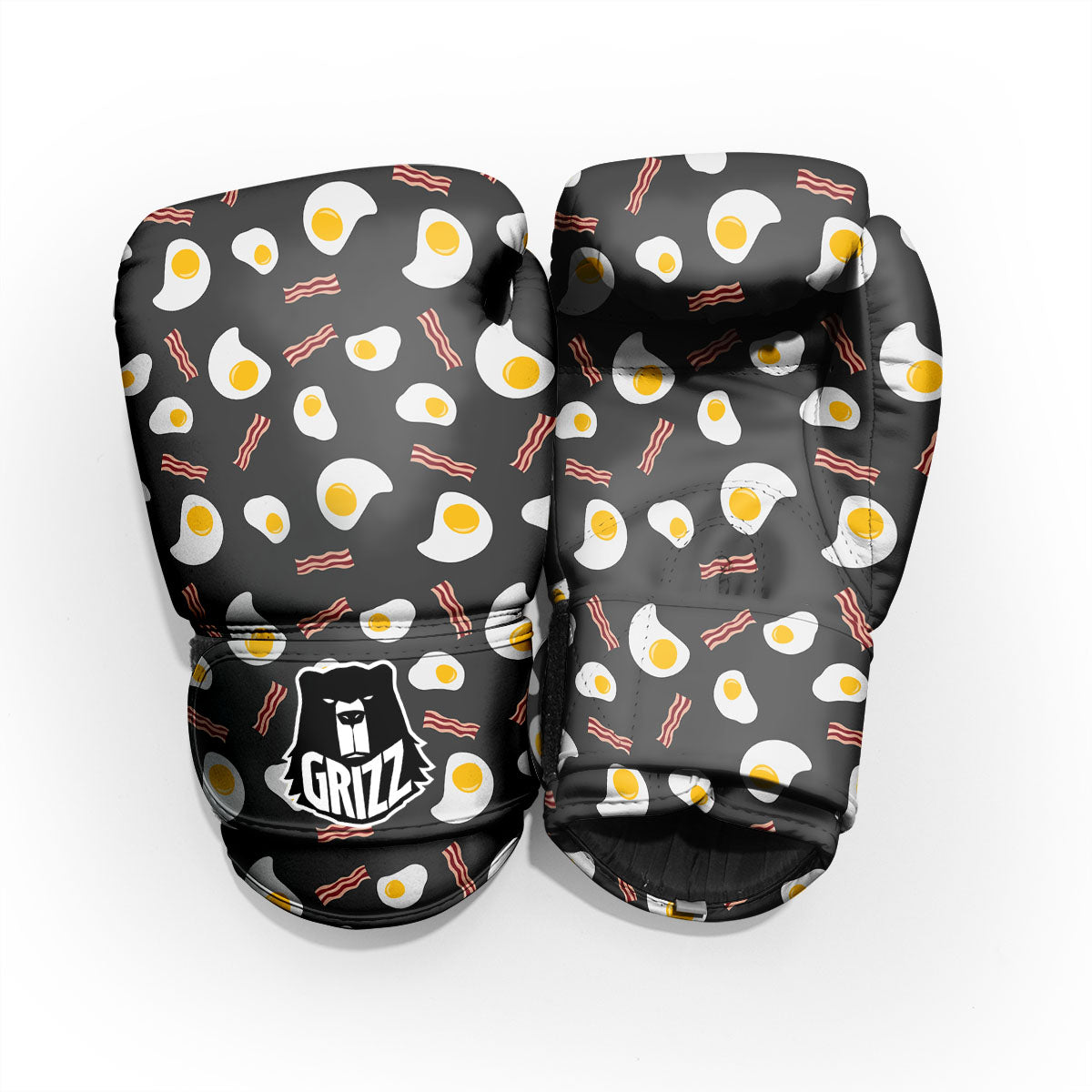 Bacon And Black Fried Egg Print Pattern Pro Boxing Glove