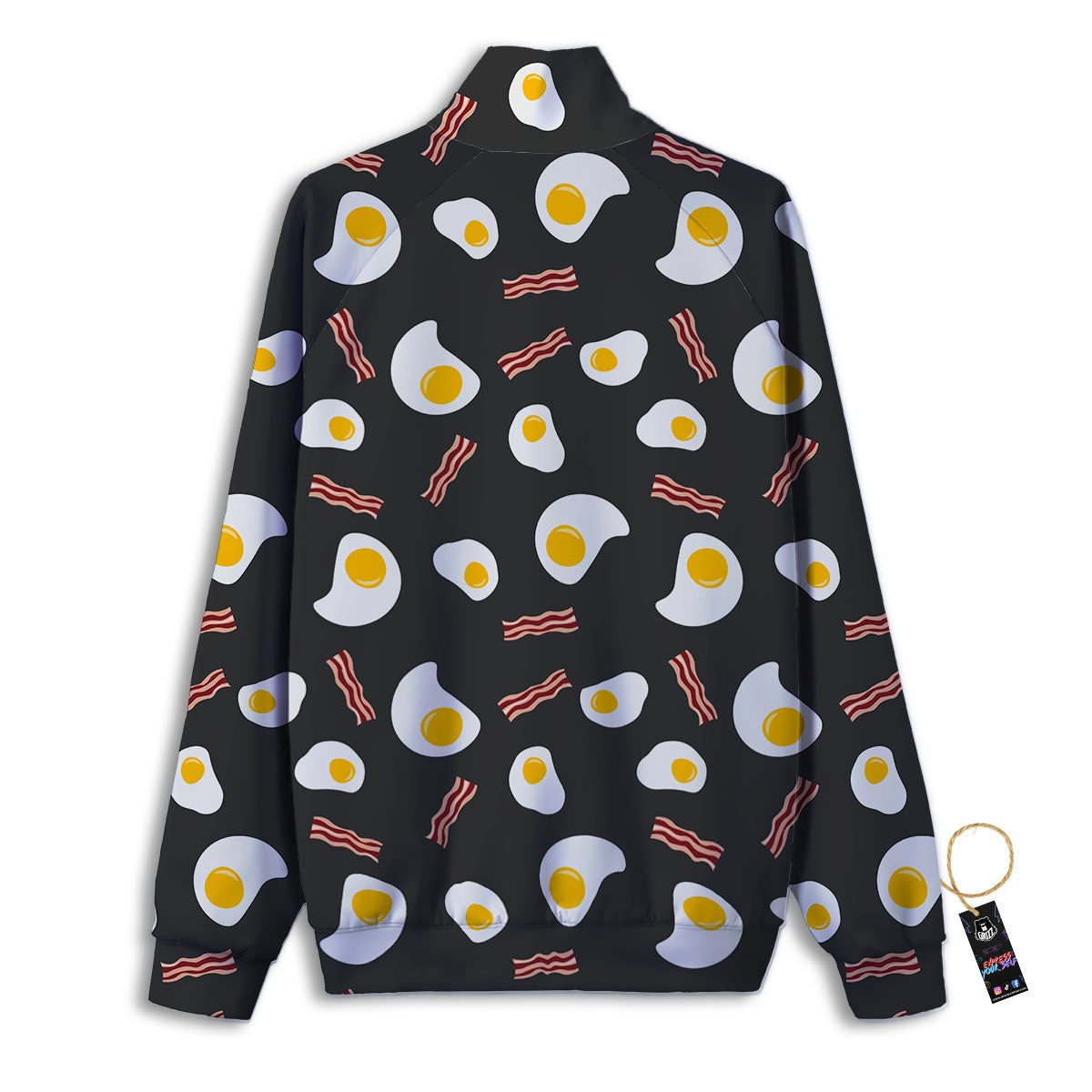 Bacon And Black Fried Egg Print Pattern Track Jacket-grizzshop