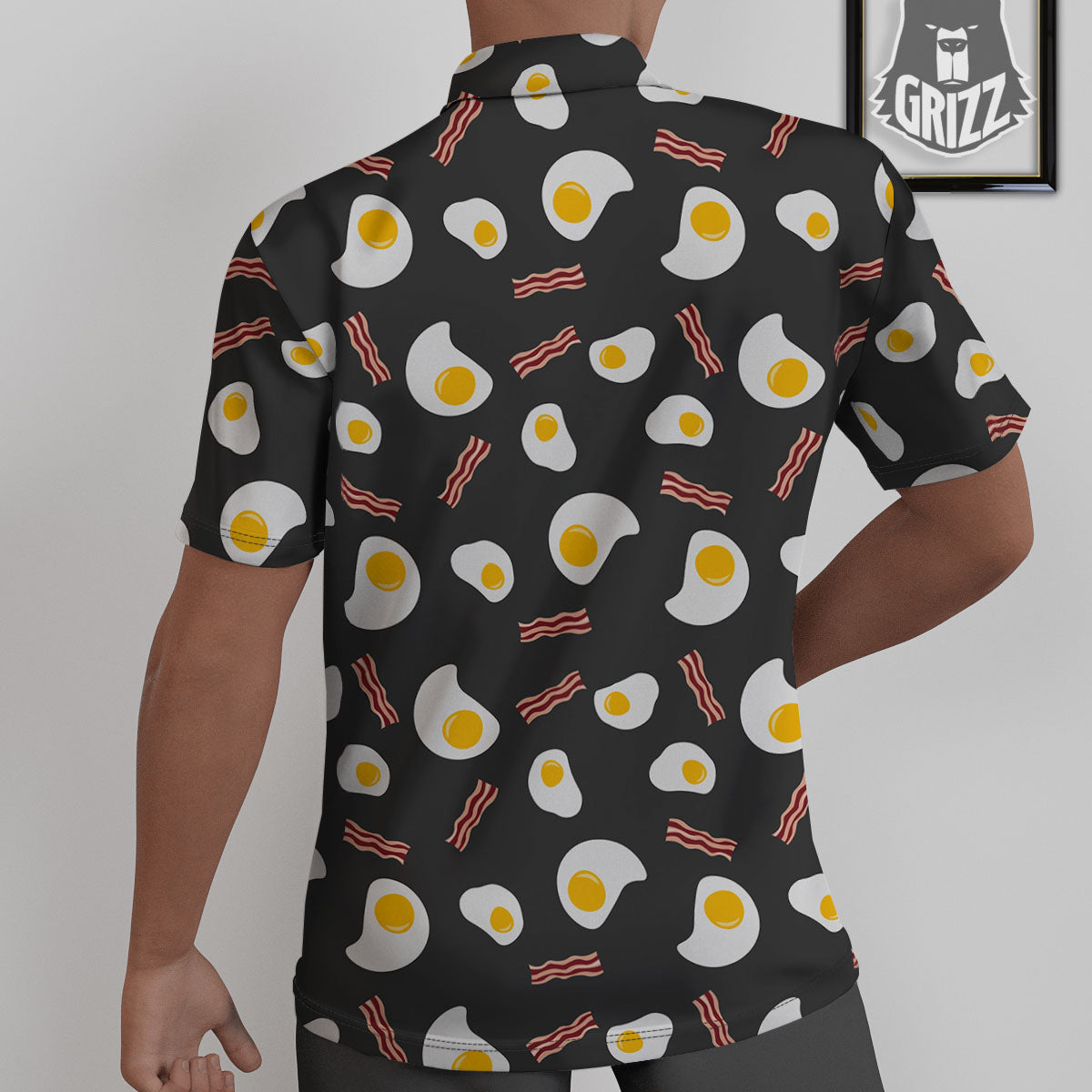 Bacon And Black Fried Egg Print Pattern Untucked Shirts-grizzshop