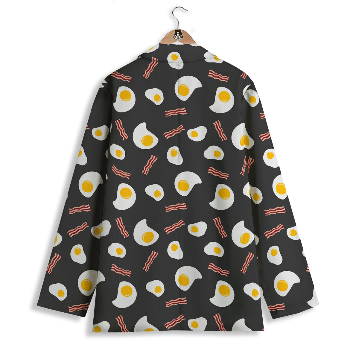 Bacon And Black Fried Egg Print Pattern Women's Blazer-grizzshop