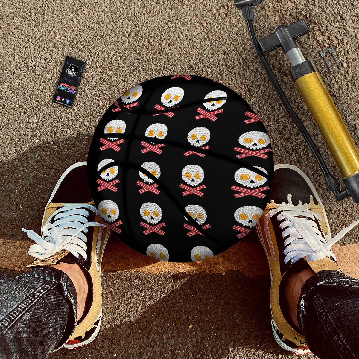 Bacon And Skull Fried Egg Print Pattern Basketball-grizzshop