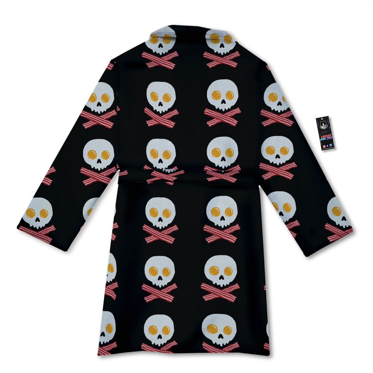 Bacon And Skull Fried Egg Print Pattern Bathrobe-grizzshop