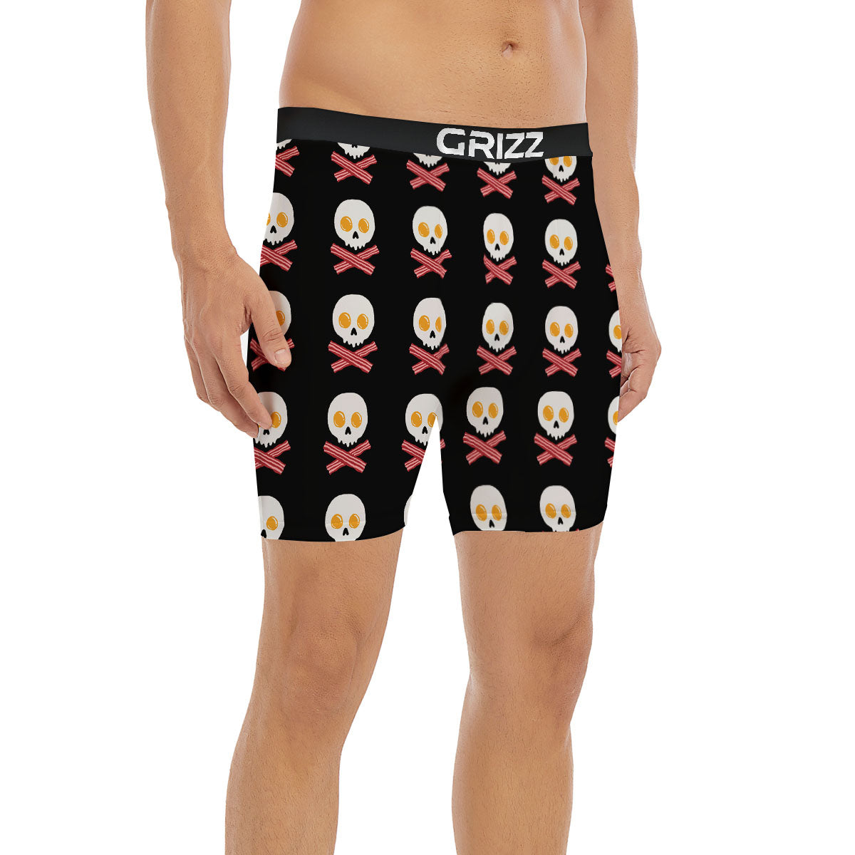 Bacon And Skull Fried Egg Print Pattern Boxer Briefs-grizzshop