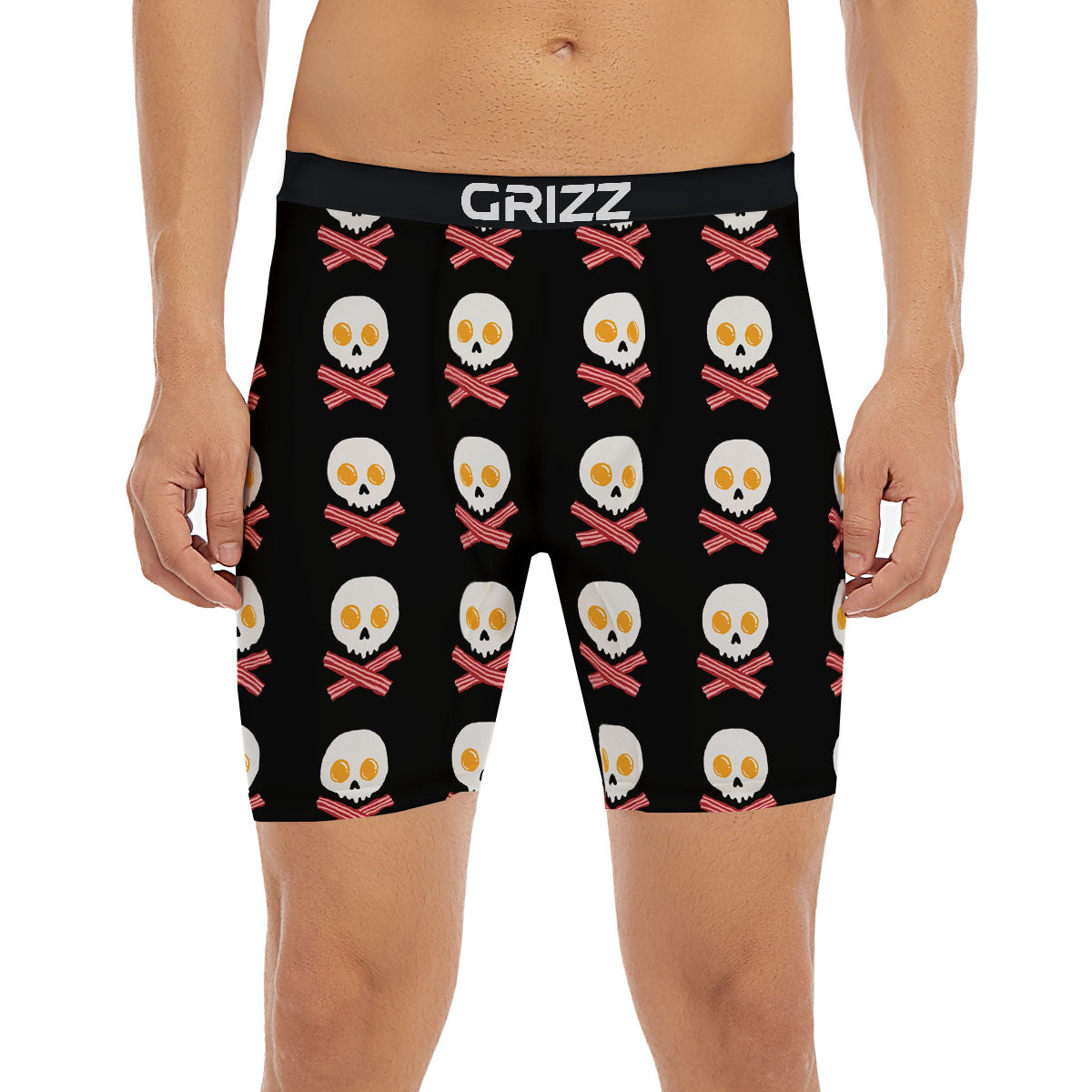 Bacon And Skull Fried Egg Print Pattern Boxer Briefs-grizzshop