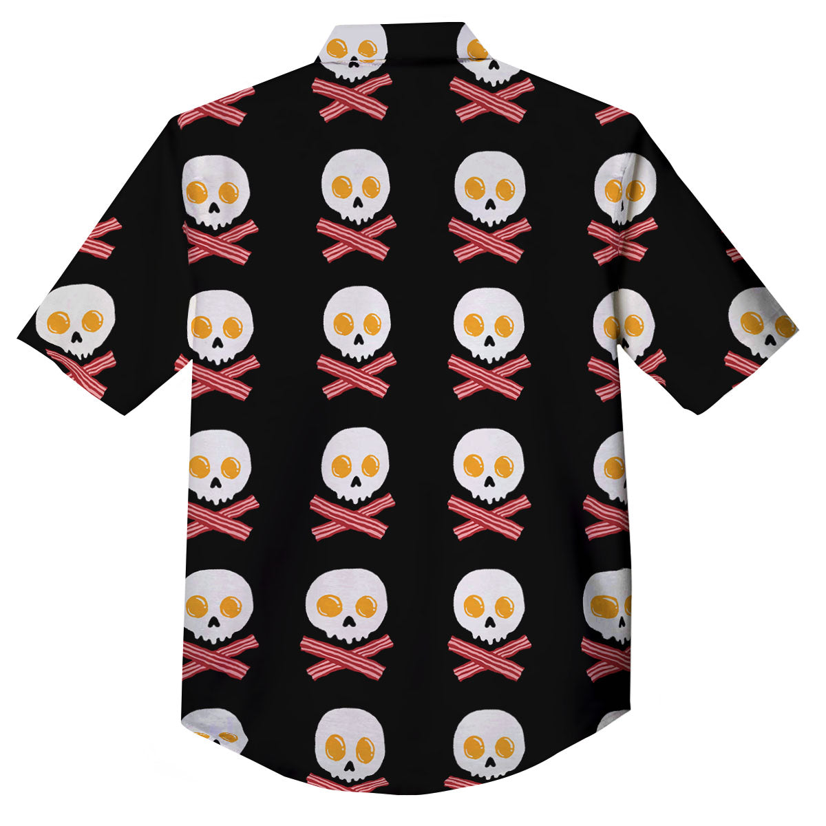 Bacon And Skull Fried Egg Print Pattern Button Up Shirt-grizzshop